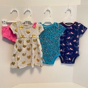 Koala Baby Girl Infant Dress With Bloomers & Bodysuit Bundle Size 6-9 Months